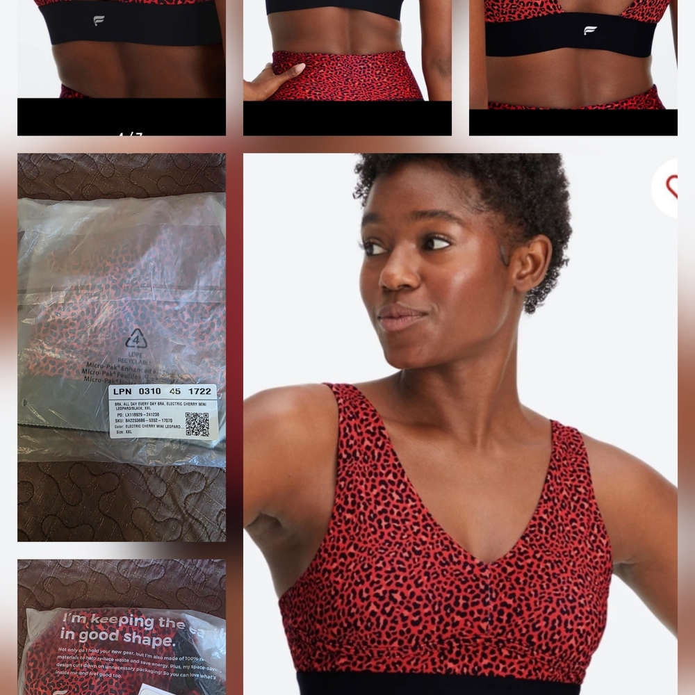 Fabletics Red and Black Sports Bra